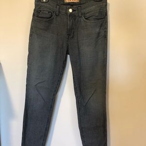 J. Brand Navy Pinstripe ankle cut jeans